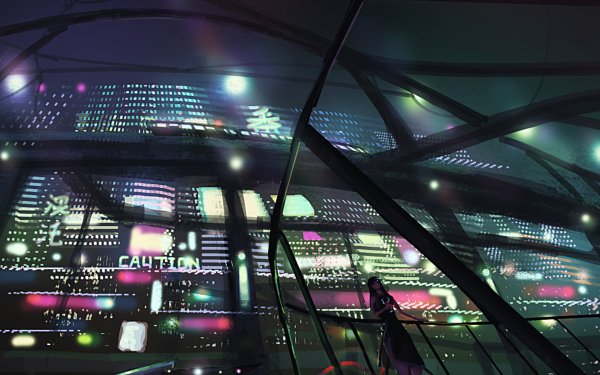Anime Original City Night HD Wallpaper | Background Image