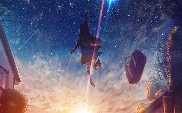 Anime Original Starry Sky Shooting Star Sunset HD Wallpaper | Background Image