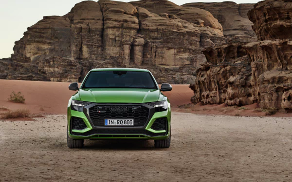 SUV green car car desert Audi vehicle Audi RS Q8 HD Desktop Wallpaper | Background Image