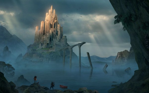 Fantasy Castle Castles Lake Exploration HD Wallpaper | Background Image