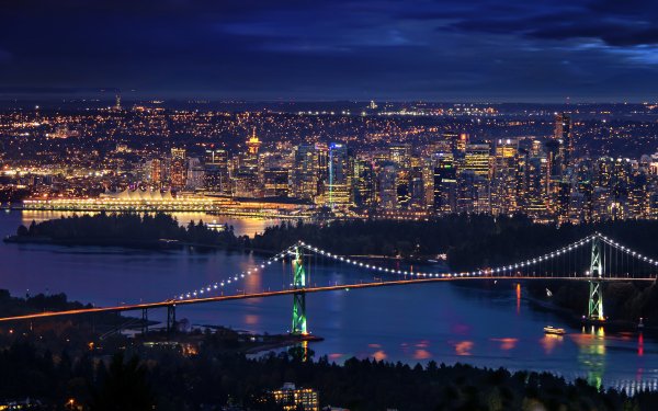 Man Made Vancouver Cities Canada Cityscape Bridge Lions Gate Bridge HD Wallpaper | Background Image