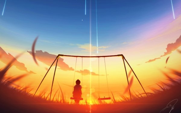 Anime Original Sunset Swing HD Wallpaper | Background Image