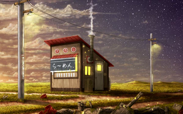 path countryside Anime building HD Desktop Wallpaper | Background Image