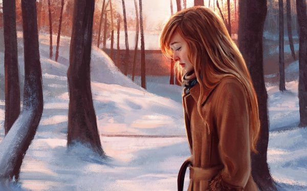 Women Artistic Long Hair Redhead Winter Snow HD Wallpaper | Background Image