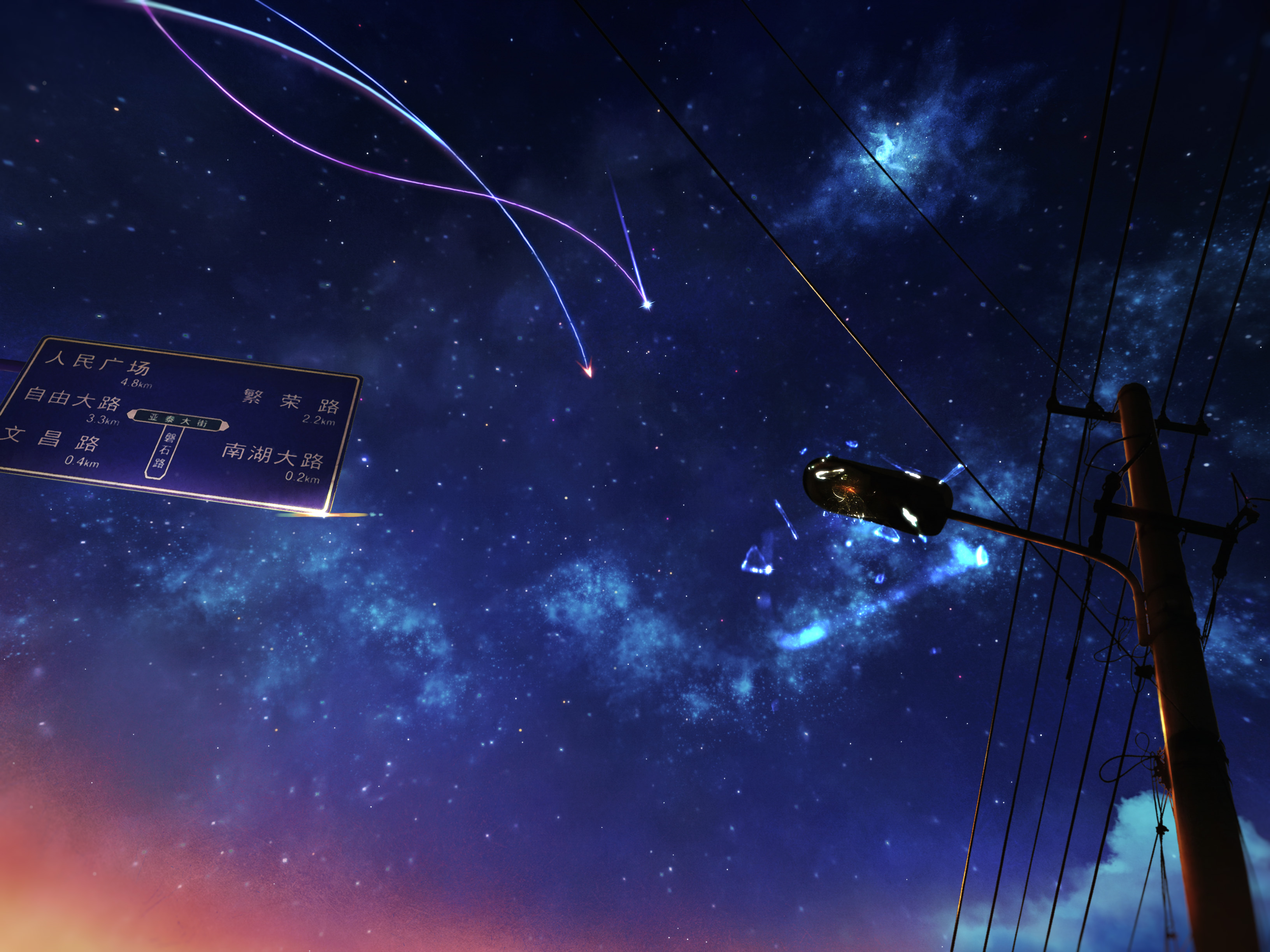 Download Night Starry Sky Sky Anime Original HD Wallpaper by AnSeite