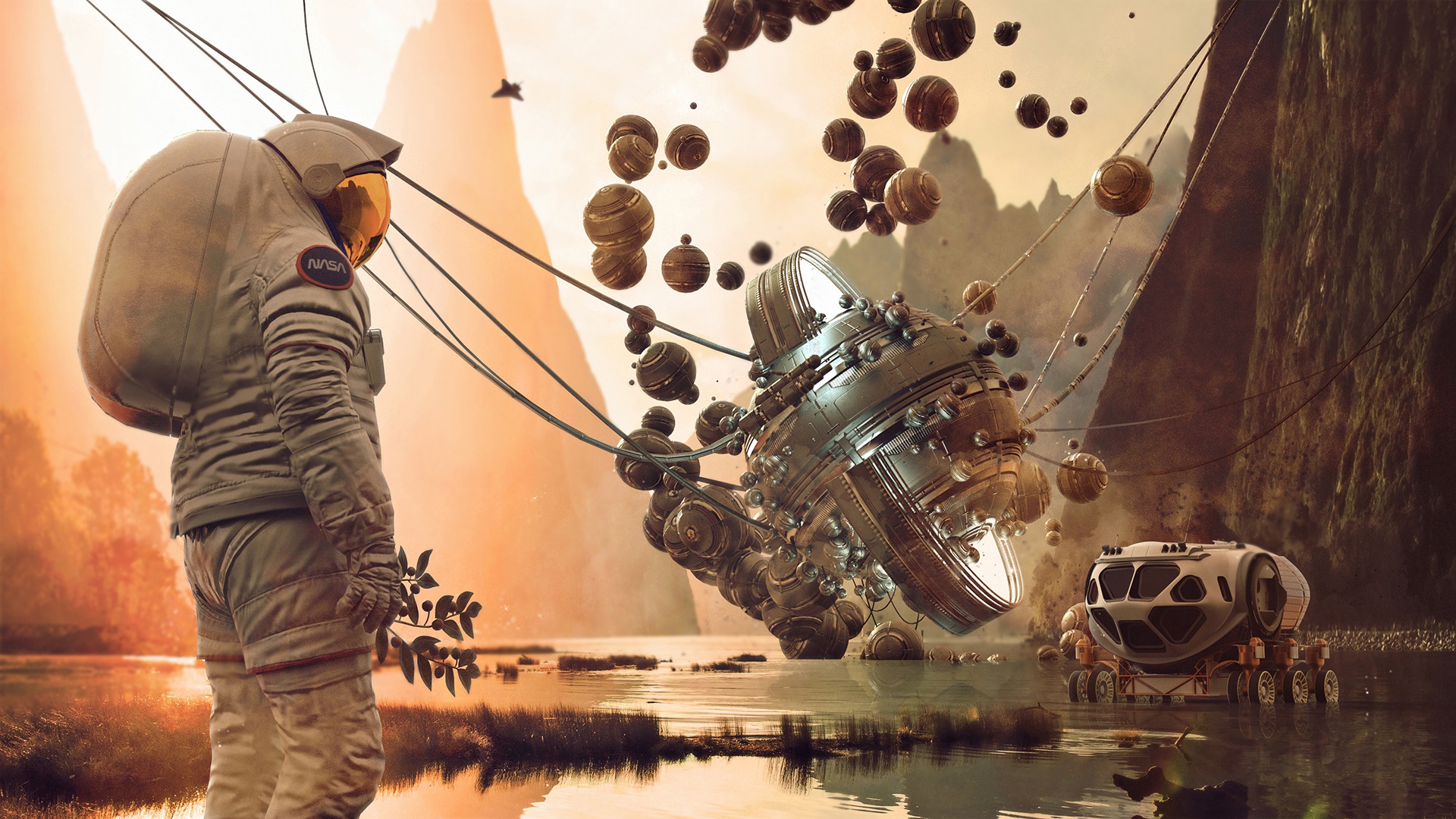 Download Exploration Vehicle Sci Fi Astronaut HD Wallpaper