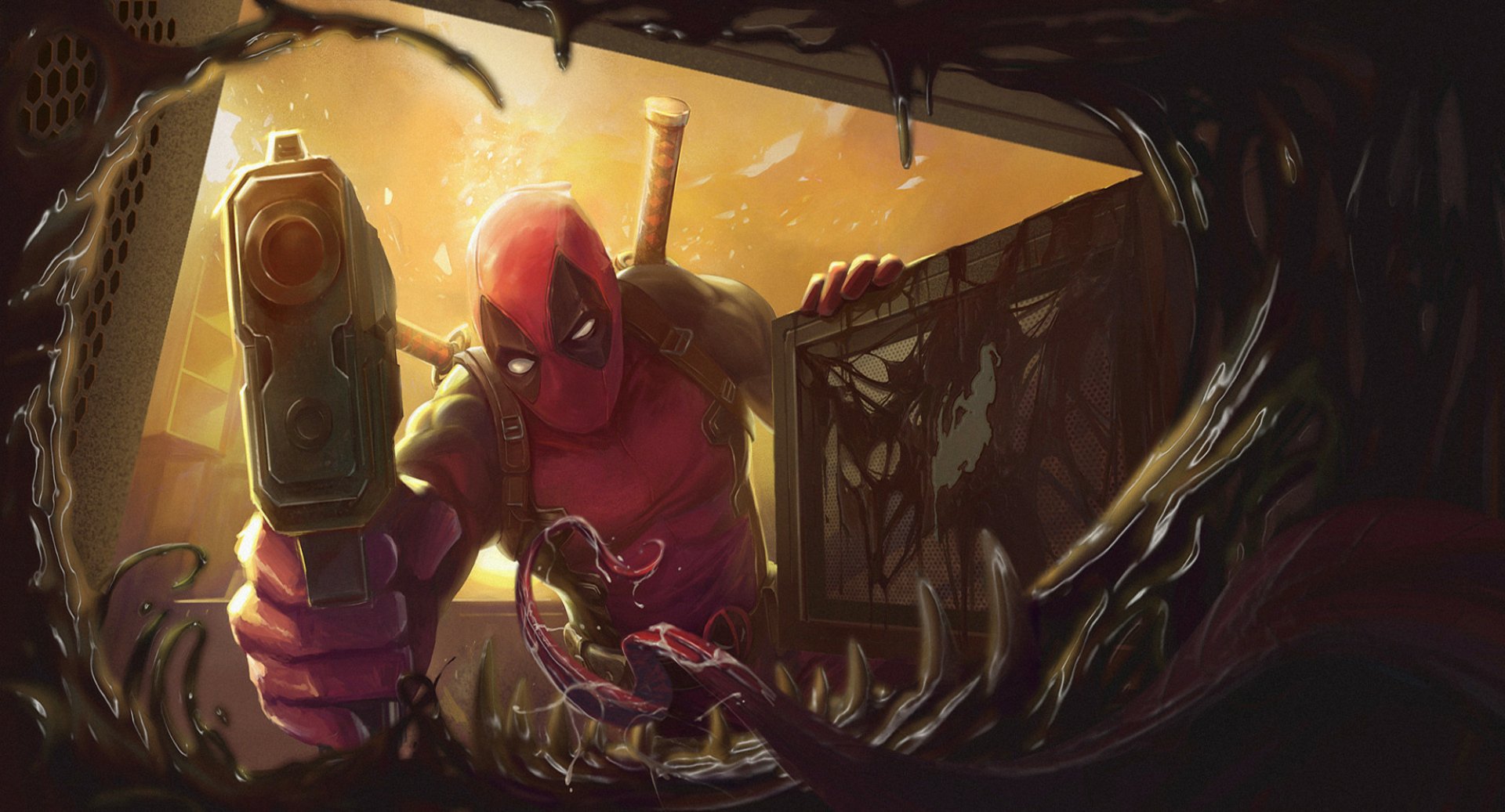 Download Gun Comic Deadpool HD Wallpaper by KONG爺