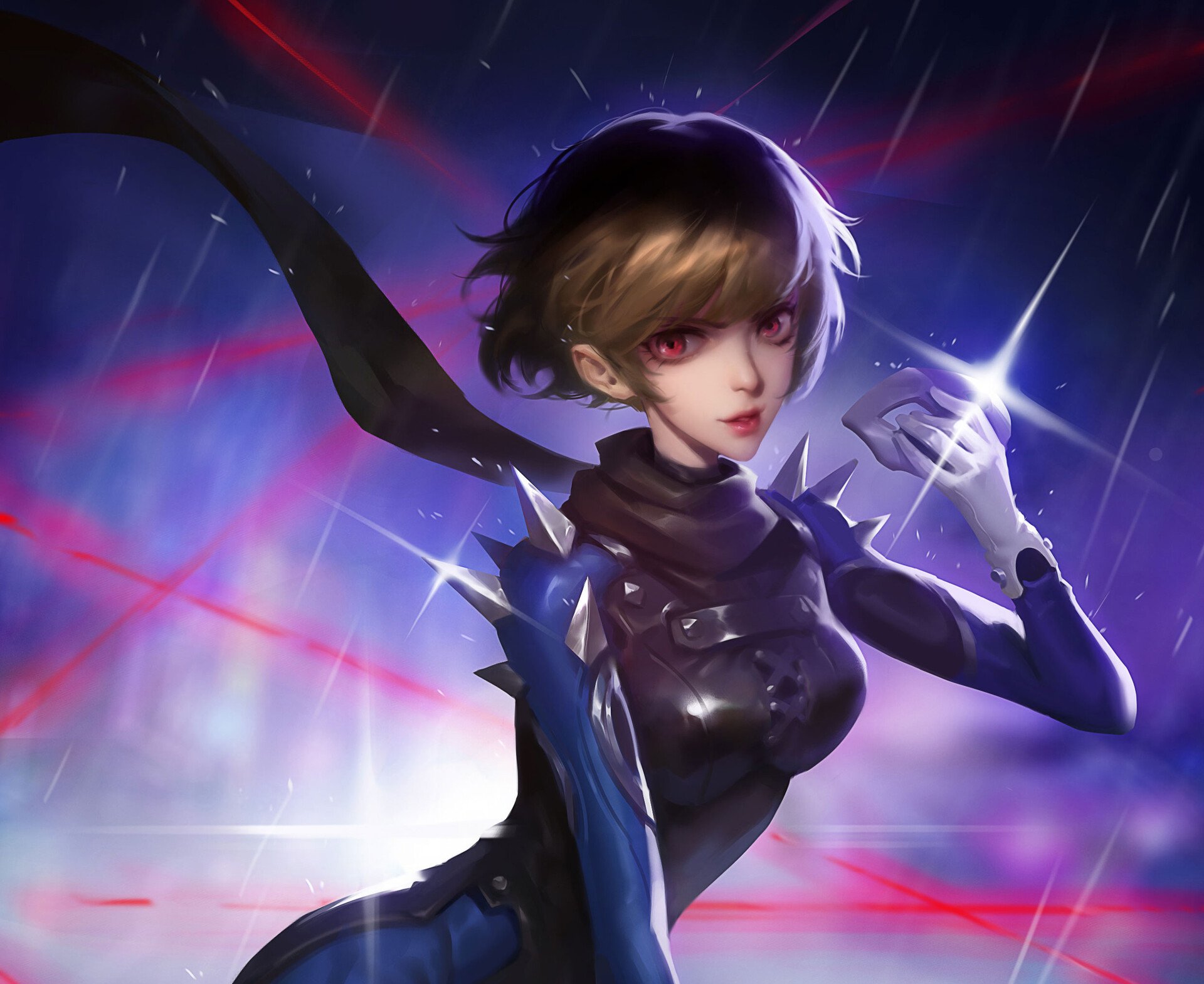 Download Makoto Niijima Pink Eyes Brown Hair Short Hair Video Game Persona 5 HD Wallpaper by M XY
