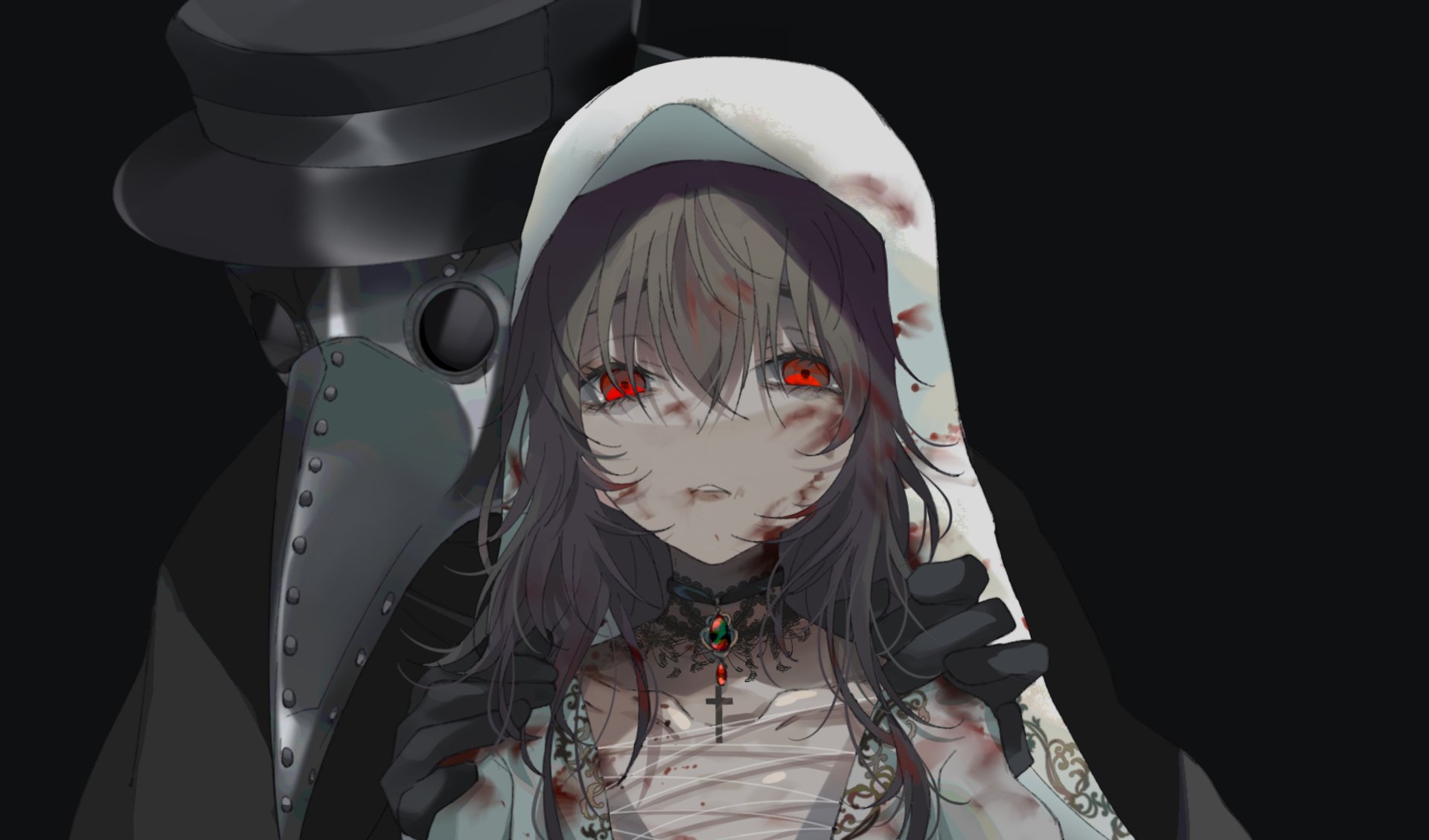 Download Red Eyes Mask Anime Original HD Wallpaper by 榧野ぐら