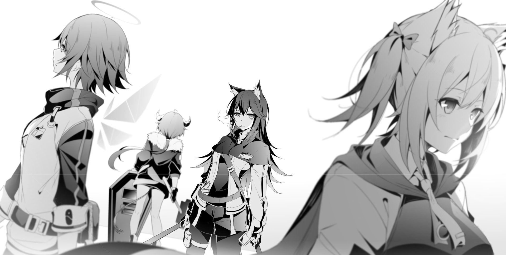 Download Exusiai (Arknights) Sora (Arknights) Texas (Arknights) Croissant (Arknights) Video Game Arknights 4k Ultra HD Wallpaper by Masabodo