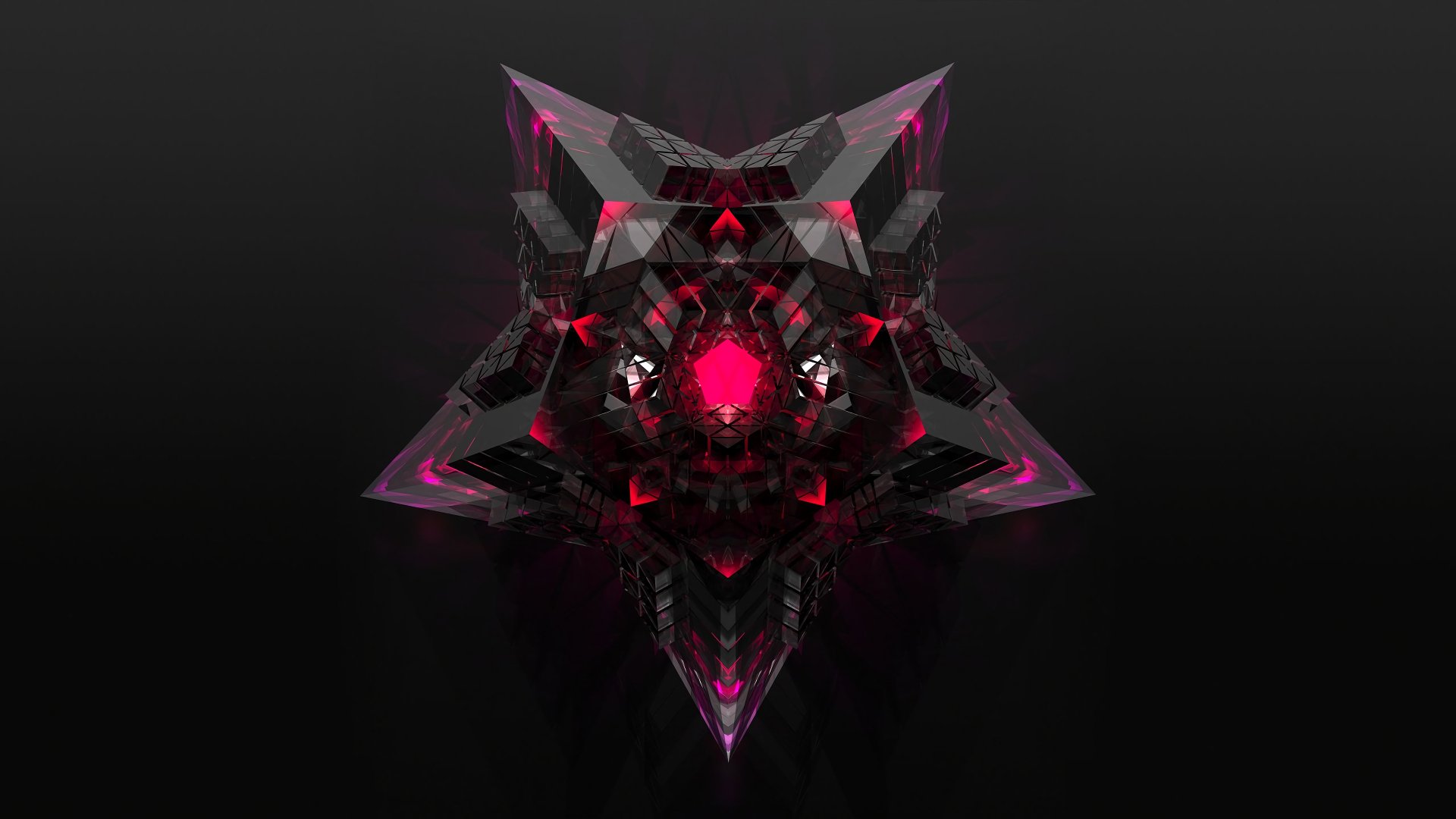 HD desktop wallpaper featuring a pink, 3D-rendered star set against a dark background, showcasing intricate and artistic 3D art design.