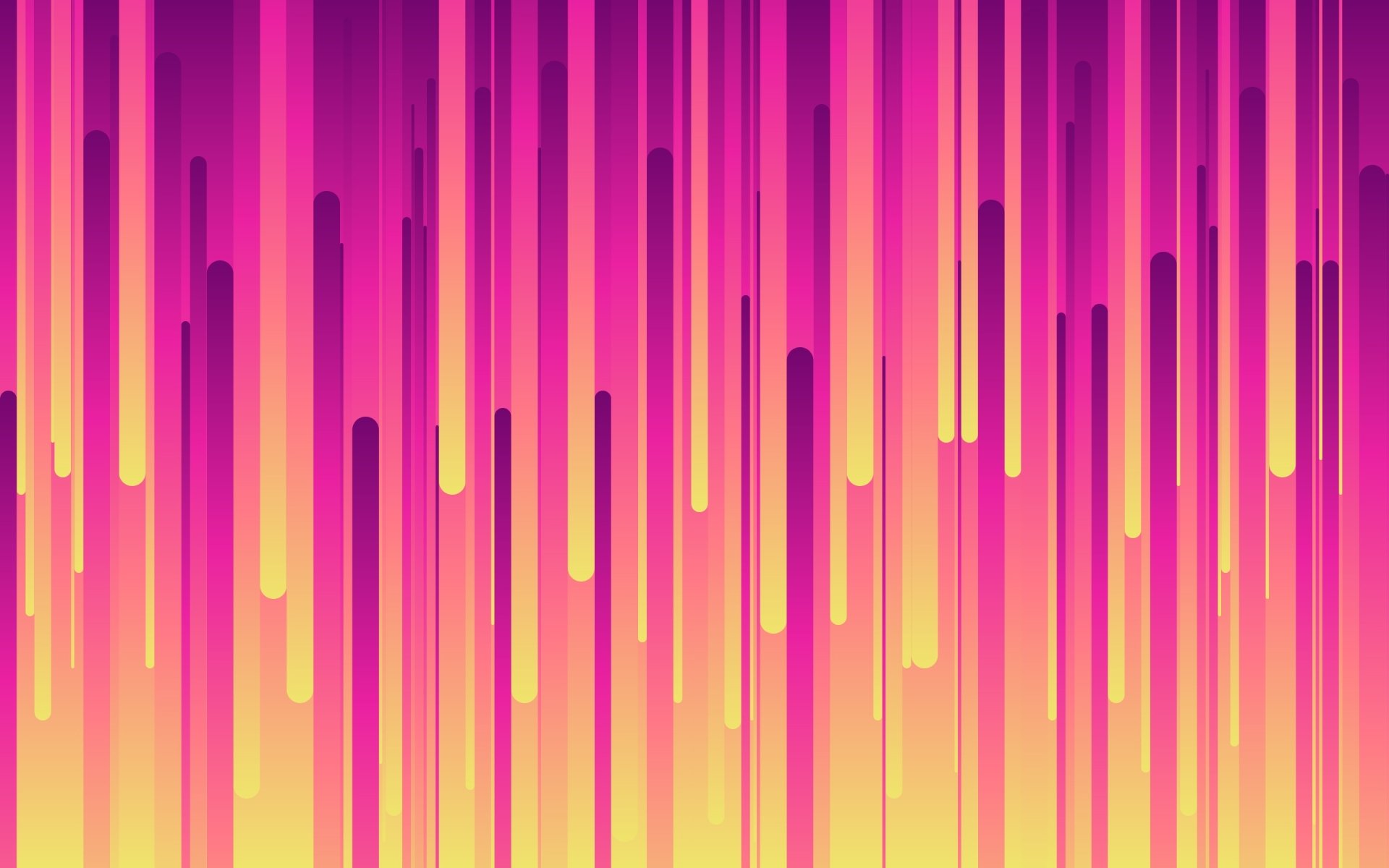 Abstract vertical rounded lines in pink, purple and yellow gradient; 2K Quad HD PC desktop wallpaper and background.