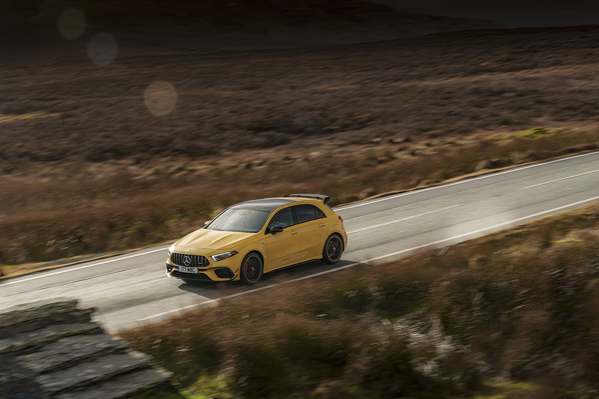 Download Yellow Car Car Hatchback Mercedes-Benz Vehicle Mercedes-Benz AMG A45 4k Ultra HD Wallpaper