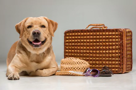 suitcase dog Animal Labrador Retriever HD Desktop Wallpaper | Background Image