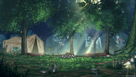 forest camp Anime Original anime forest HD Desktop Wallpaper | Background Image