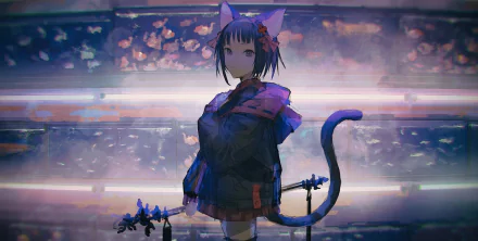 cat girl Anime Original HD Desktop Wallpaper | Background Image