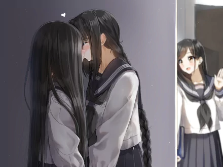 yuri kiss Anime Original HD Desktop Wallpaper | Background Image