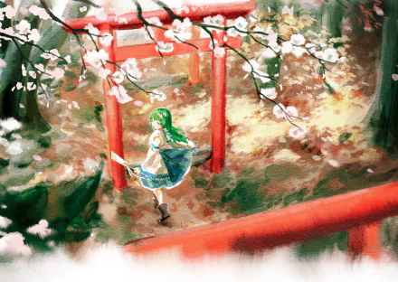 sakura long hair Anime Touhou HD Desktop Wallpaper | Background Image
