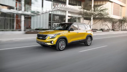 SUV yellow car car Kia vehicle Kia Seltos HD Desktop Wallpaper | Background Image