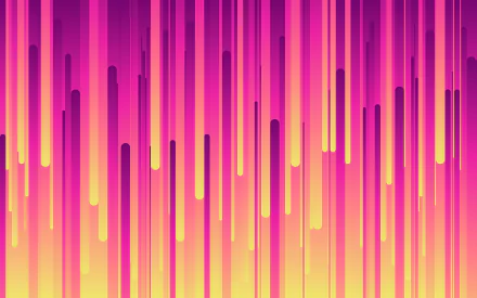 Abstract vertical rounded lines in pink, purple and yellow gradient; 2K Quad HD PC desktop wallpaper and background.