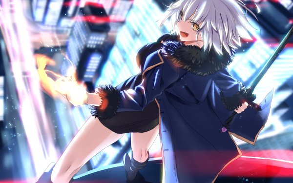 Anime Fate/Grand Order Fate Series Jeanne d'Arc Alter Avenger Short Hair Yellow Eyes Flame HD Wallpaper | Background Image