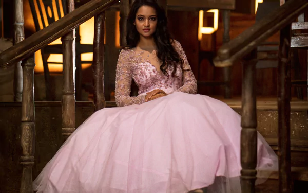 pink dress Bollywood actress Indian brunette Celebrity Shanvi Srivastava HD Desktop Wallpaper | Background Image