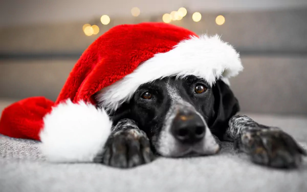  Dog wearing a santa hat