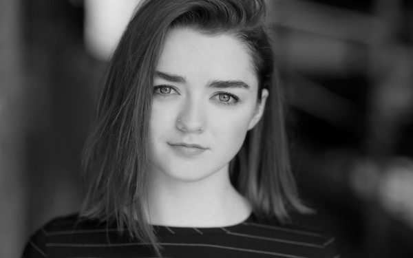 Celebrity Maisie Williams Black & White Actress English Face HD Wallpaper | Background Image