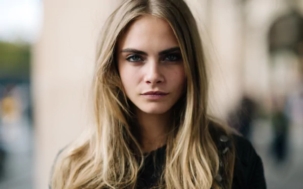 blue eyes depth of field stare face blonde actress model Celebrity Cara Delevingne HD Desktop Wallpaper | Background Image
