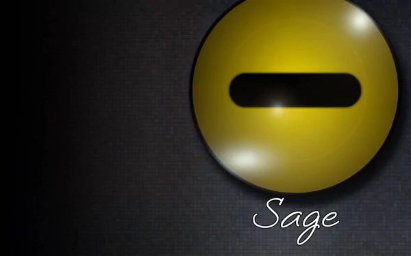 A sleek HD wallpaper featuring the iconic yellow Sage symbol from the anime Naruto, paired with a stylish design and the word Sage elegantly scripted.