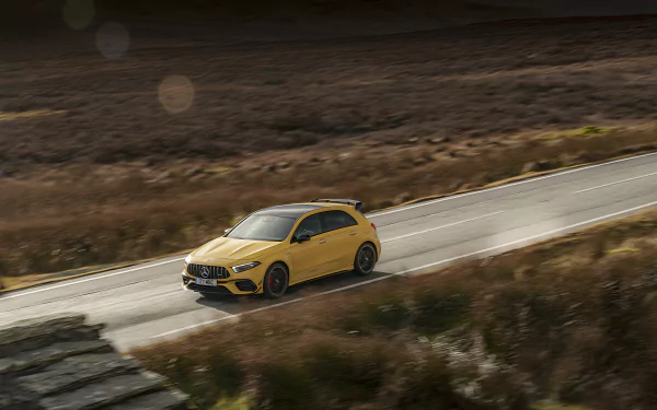 yellow car car hatchback Mercedes-Benz vehicle Mercedes-Benz AMG A45 HD Desktop Wallpaper | Background Image