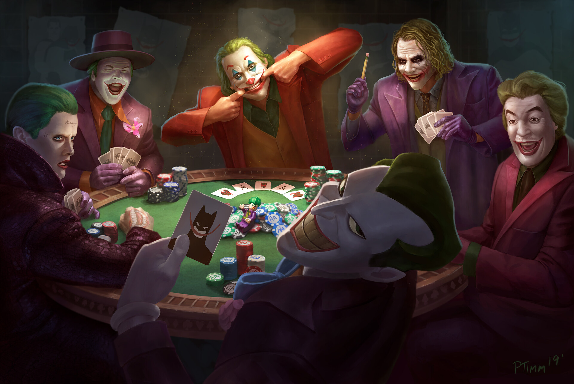 Jokers play poker by Andy Timm