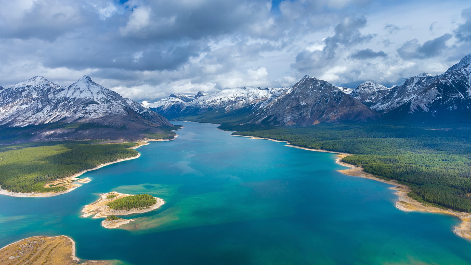 Download Aerial Cloud Mountain Nature Canada Lake HD Wallpaper