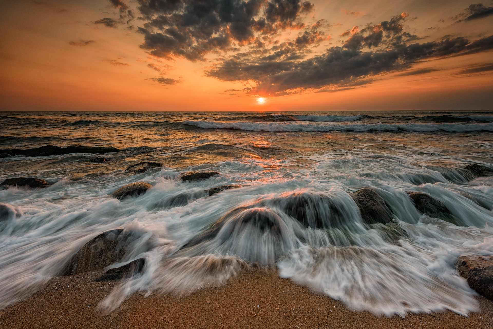 Sunset Ocean Wave Hd Wallpaper 