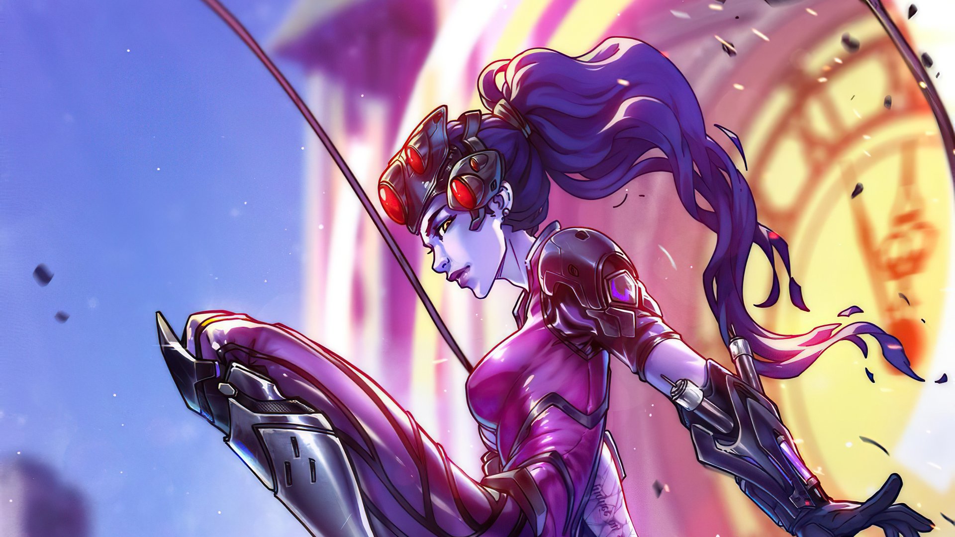 Download Purple Hair Long Hair Woman Warrior Widowmaker (Overwatch) Video Game Overwatch 4k Ultra HD Wallpaper by Kate-FoX