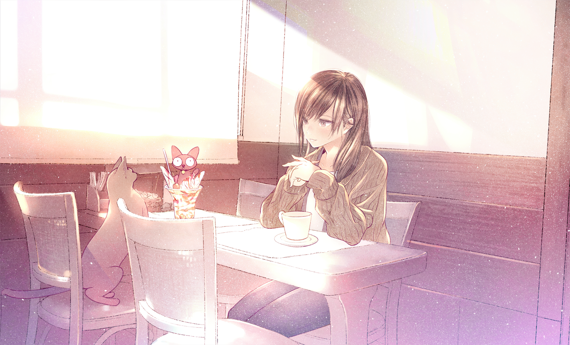 Download Cat Anime Original Anime Cat HD Wallpaper by ふーらい