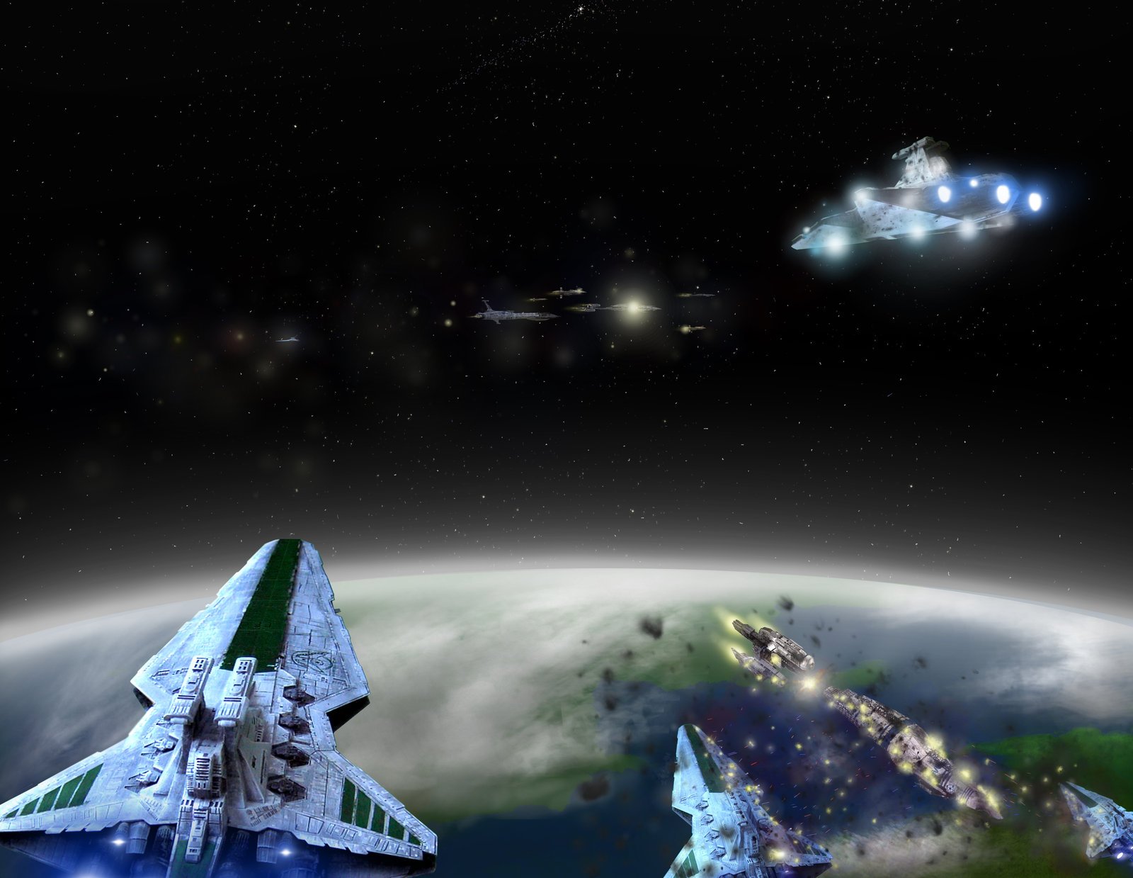 Epic Star Wars Sci-Fi HD Wallpaper: Galactic Battle Above the Planet ...