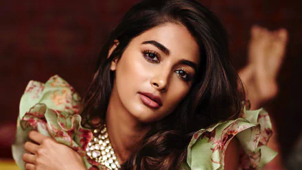black hair brown eyes face Indian actress Celebrity Pooja Hegde HD Desktop Wallpaper | Background Image