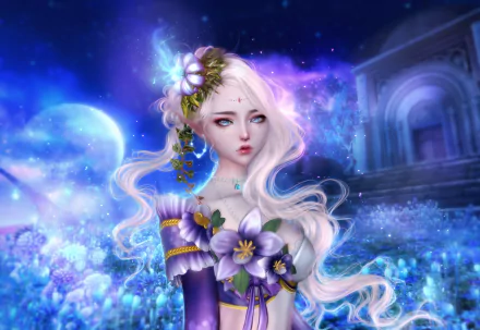  Flower Princess under a Full Moon by Lianary