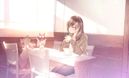 cat Anime Original anime cat HD Desktop Wallpaper | Background Image