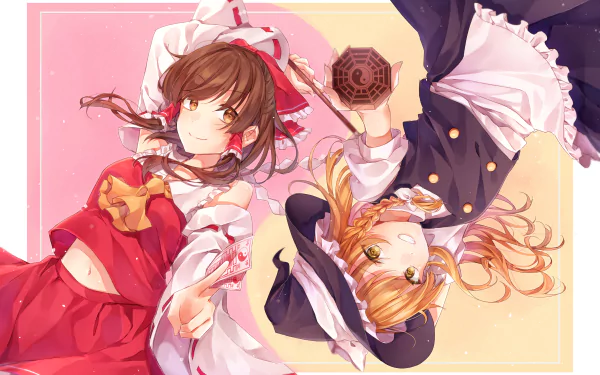 Marisa Kirisame Reimu Hakurei Anime Touhou HD Desktop Wallpaper | Background Image
