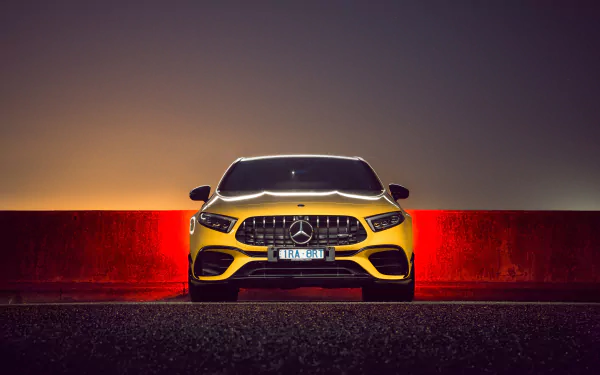 yellow car car hatchback Mercedes-Benz vehicle Mercedes-Benz AMG A45 HD Desktop Wallpaper | Background Image