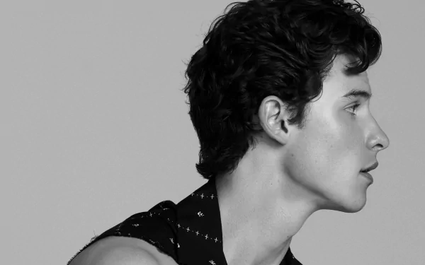 Black & White Canadian singer music Shawn Mendes HD Desktop Wallpaper | Background Image