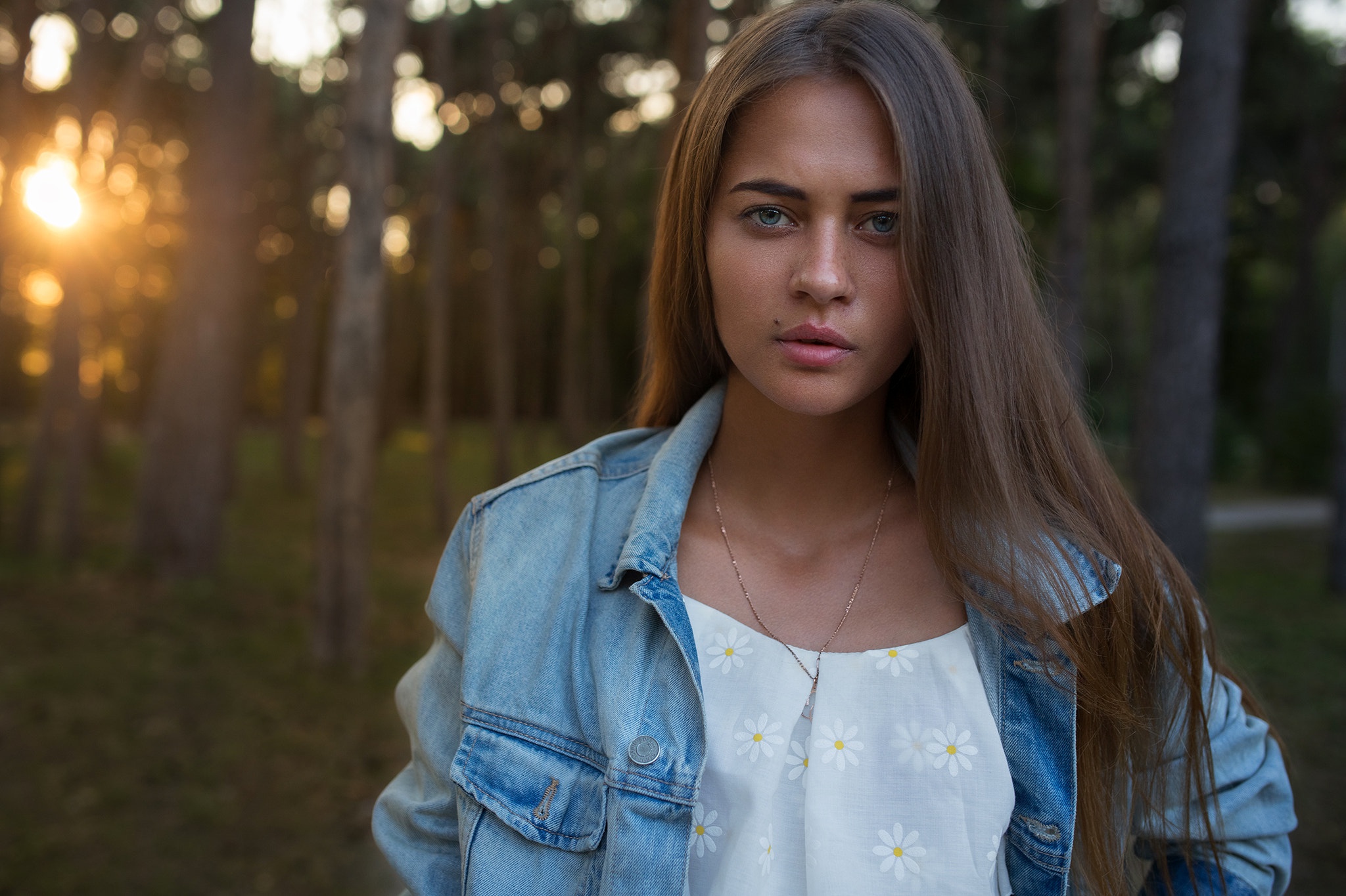 Download Blue Eyes Depth Of Field Long Hair Brunette Woman Model Hd