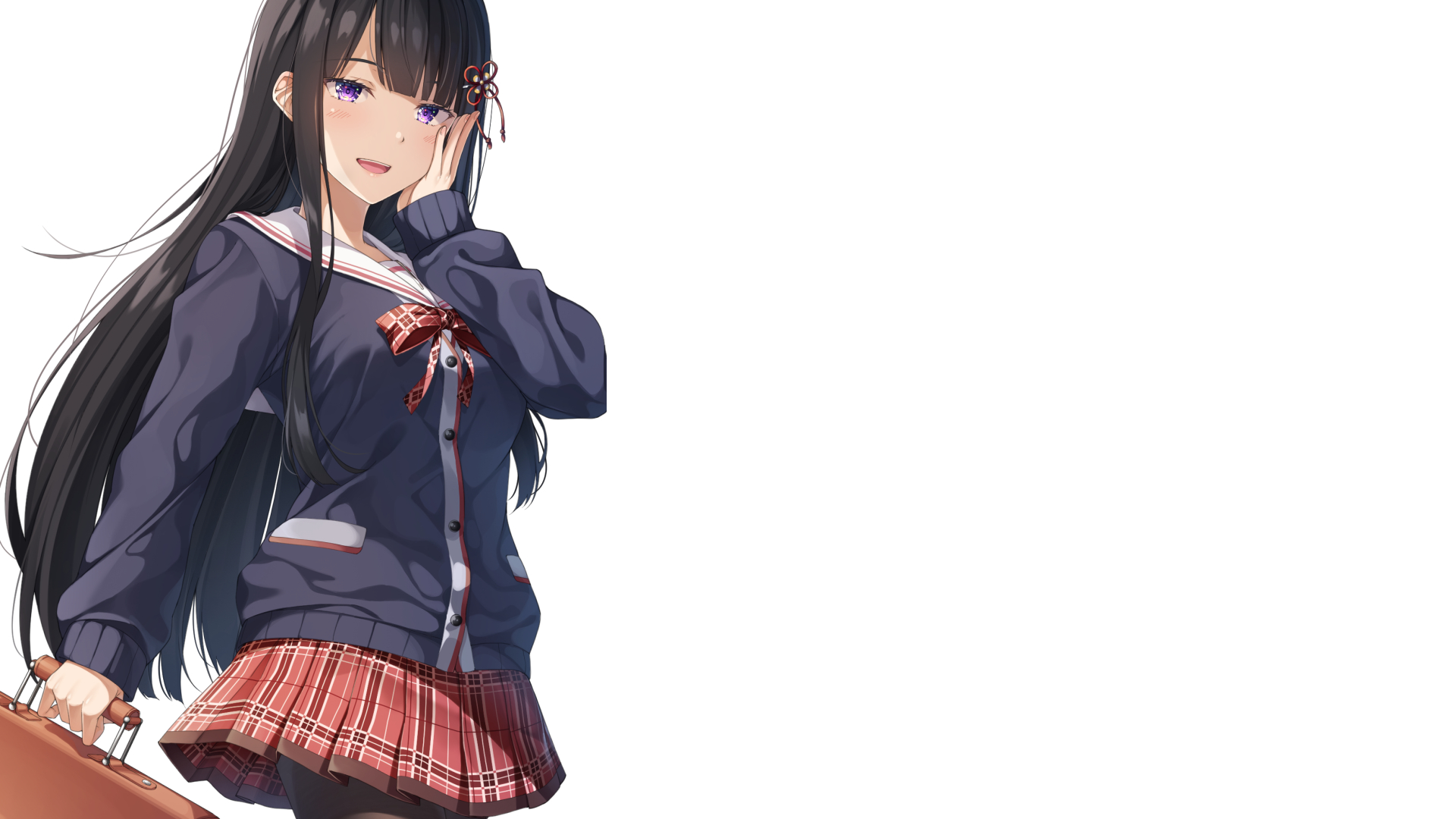 Download School Uniform Black Hair Anime Original HD Wallpaper by 悠理なゆた