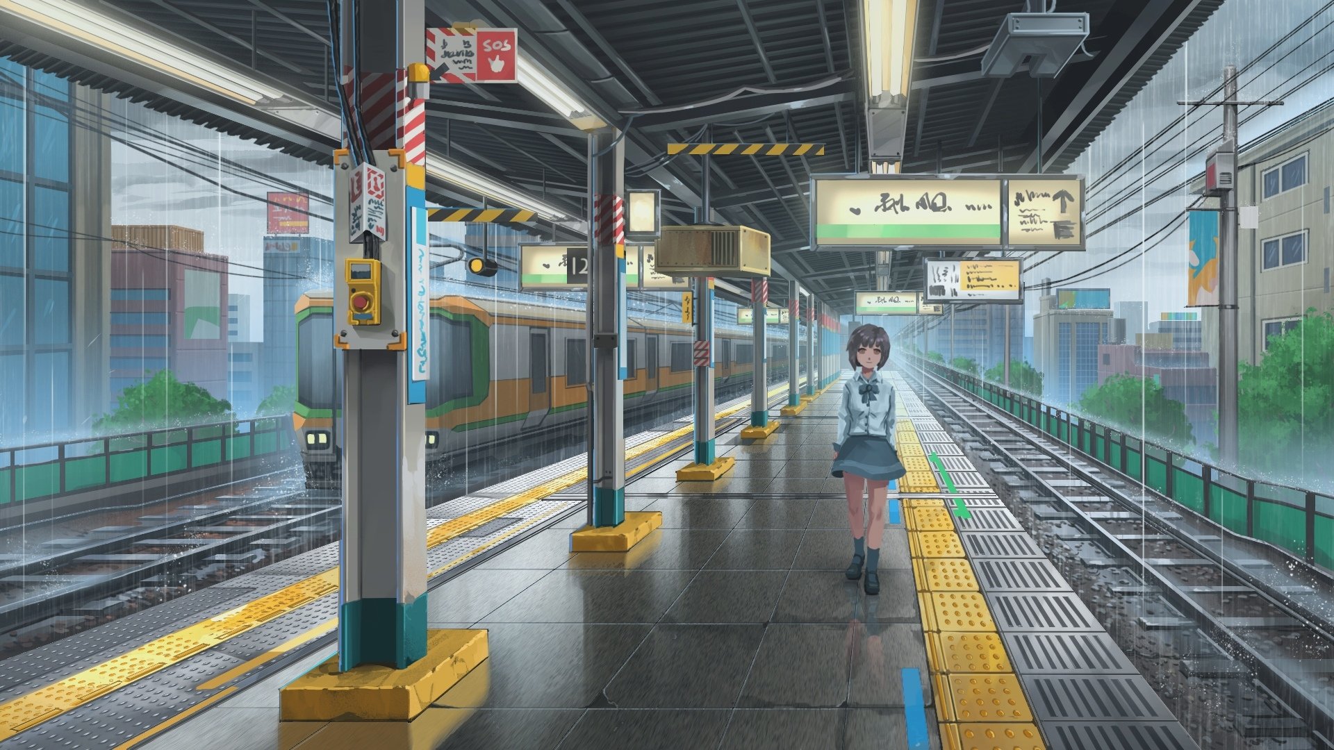 Anime Train Station HD Wallpaper by 行之LV