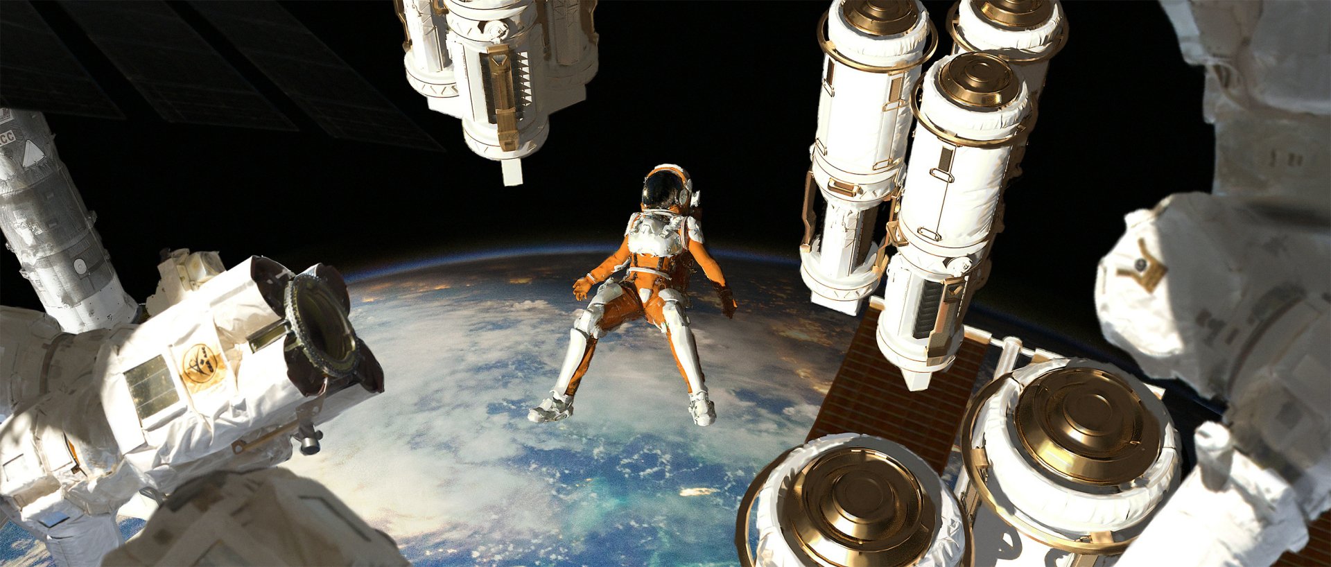 Download Orbit Sci Fi Astronaut HD Wallpaper by Shenpei Wu
