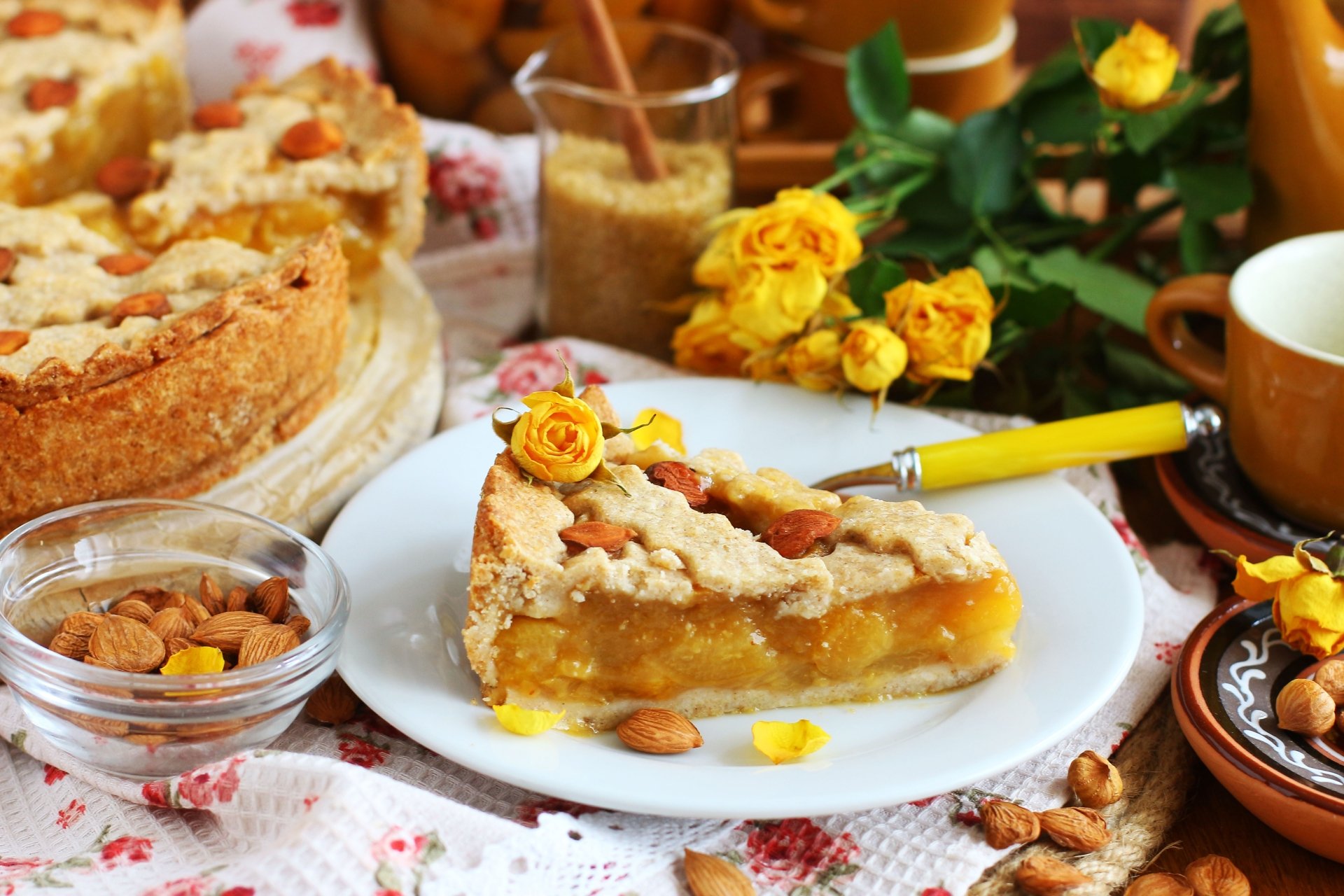 Download Still Life Almond Baking Food Pie 4k Ultra HD Wallpaper