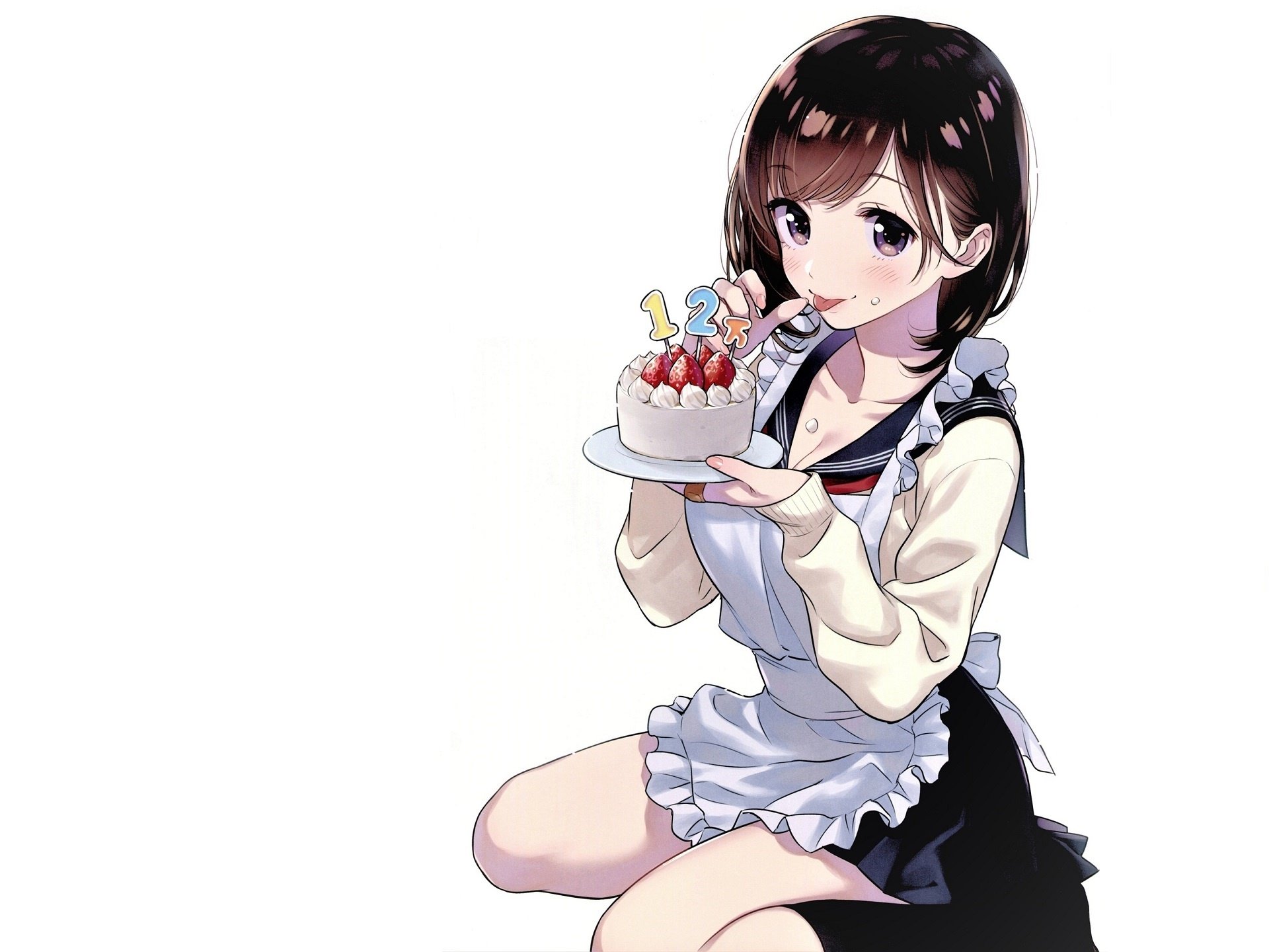 Аниме девушка с тортиком