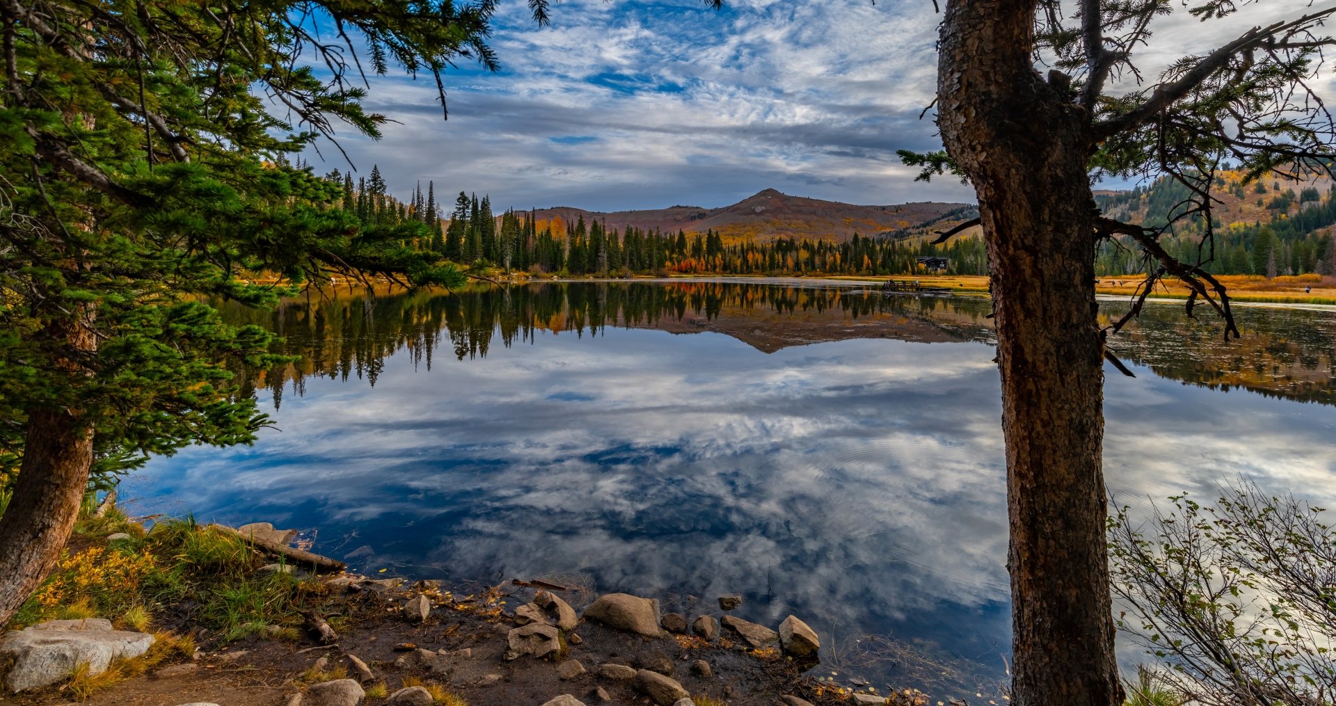 Download Utah Reflection Mountain Tree Nature Lake 4k Ultra HD Wallpaper
